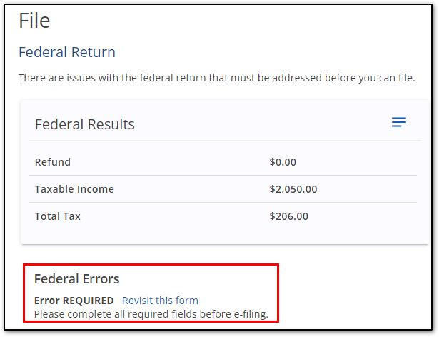 Federal error when filing